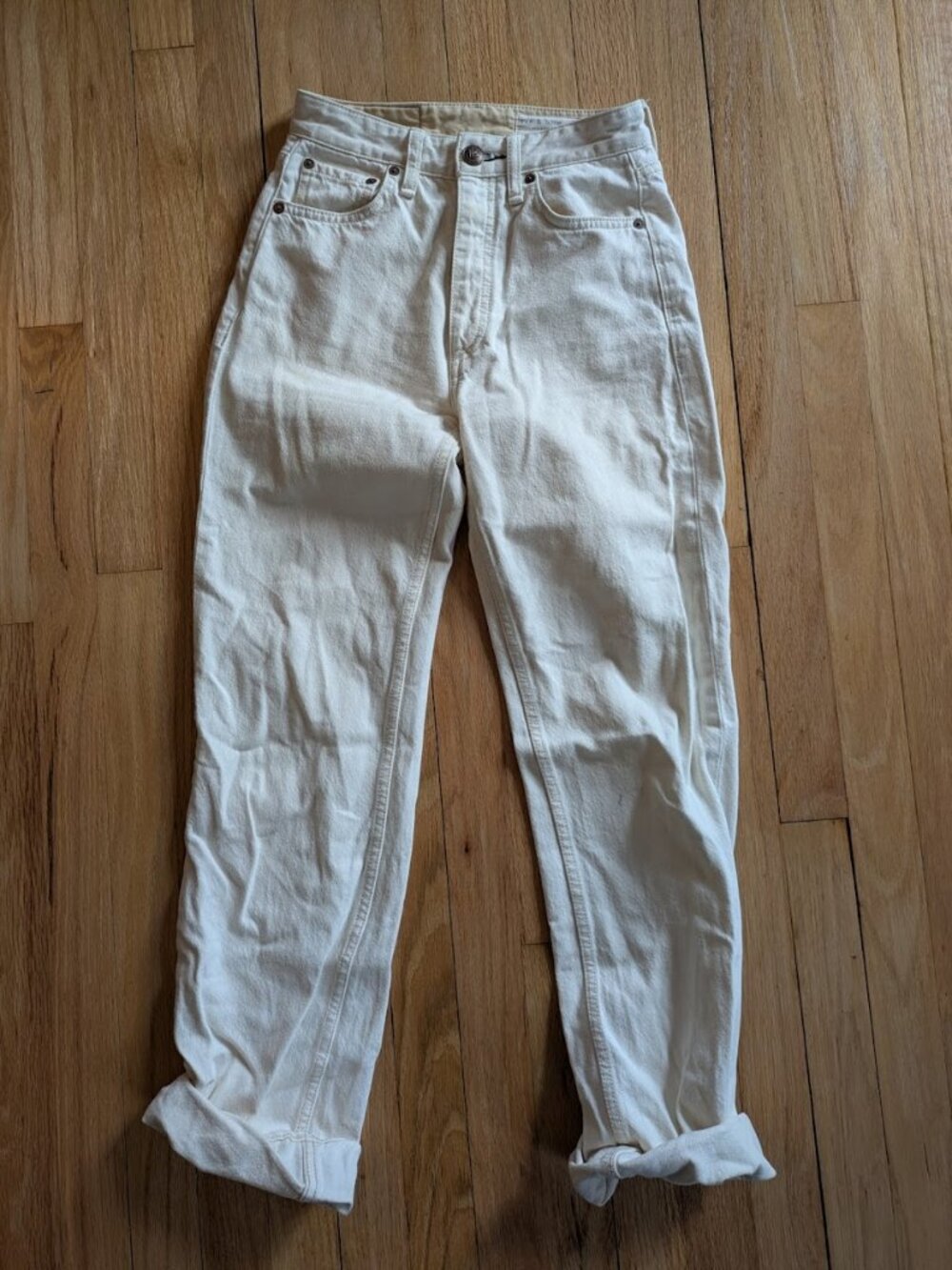 Rag and Bone Cream Jeans- Alex High-rise Straight - Ecru 23